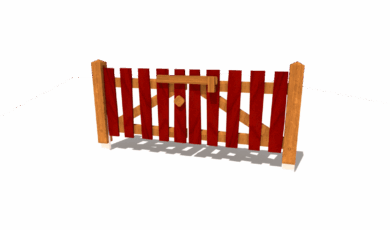 Herní prvek od firmy Hřiště hrou z Turnova, hand made. Dřevěný doplněk brána laťová červená, vyrobená z akátového a dubového dřeva. Brána laťová červená, vyrobená z akátového a dubového dřeva.