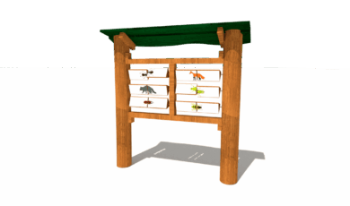 Herní prvek od firmy Hřiště hrou z Turnova, hand made. Dřevěný prvek naučný informační panel otočná zvířátka, vyrobený z akátového a dubového dřeva. Dřevěný prvek naučný informační panel otočná zvířátka spojovačka, vyrobený z akátového a dubového dřeva.