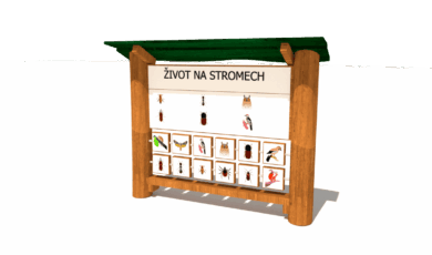 Herní prvek od firmy Hřiště hrou z Turnova, hand made. Dřevěný prvek naučný informační panel o životě na stromech, vyrobený z akátového a dubového dřeva. Dřevěný prvek naučný informační panel o životě na stromech, vyrobený z akátového a dubového dřeva.