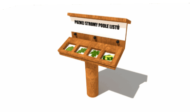 Herní prvek od firmy Hřiště hrou z Turnova, hand made. Dřevěný naučný prvek informační tabule poznej stromy podle listů, vyrobený z akátového a dubového dřeva. Dřevěný naučný prvek informační tabule poznej stromy podle listů, vyrobený z akátového a dubového dřeva.