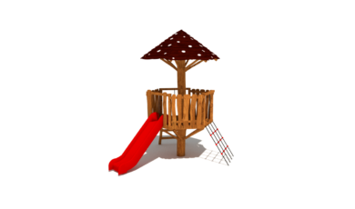 Dětské hřiště od firmy Hřiště hrou z Turnova, z Českého ráje, hand made. Dřevěná prolézačka přístřešek na kuří nožce se skluzavko a šplhací sítí, vyrobená z materiálu akát a dub. Prolézačka přístřešek na kuří nožce se skluzavko a šplhací sítí, vyrobená z materiálu akát a dub.