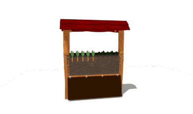 Herní prvek od firmy Hřiště hrou z Turnova, hand made. Dřevěný prvek naučný záhon s průhledným plexisklem, aby byly vidět kořeny, vyrobený z akátového a dubového dřeva. Dřevěný prvek naučný záhon s průhledným plexisklem s procesem růstu, vyrobený z akátového a dubového dřeva.