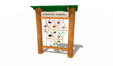 Herní prvek od firmy Hřiště hrou z Turnova, hand made. Dřevěný prvek naučný informační panel, poznej minerály s obrázky, vyrobený z akátového a dubového dřeva. Dřevěný prvek naučný informační panel, poznej minerály s obrázky, vyrobený z akátového a dubového dřeva.
