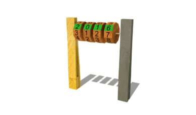 Herní prvek od firmy Hřiště hrou z Turnova, hand made. Dřevěný prvek číselný kód, vyrobený z akátového a dubového dřeva. Dřevěný prvek číselný kód, vyrobený z akátového a dubového dřeva.