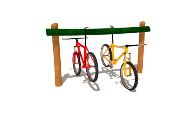 Herní prvek od firmy Hřiště hrou z Turnova, hand made. Dřevěný doplněk stojan na kola kláda, vyrobený z akátového a dubového dřeva. Stojan na kola kůly, vyrobený z akátového a dubového dřeva.